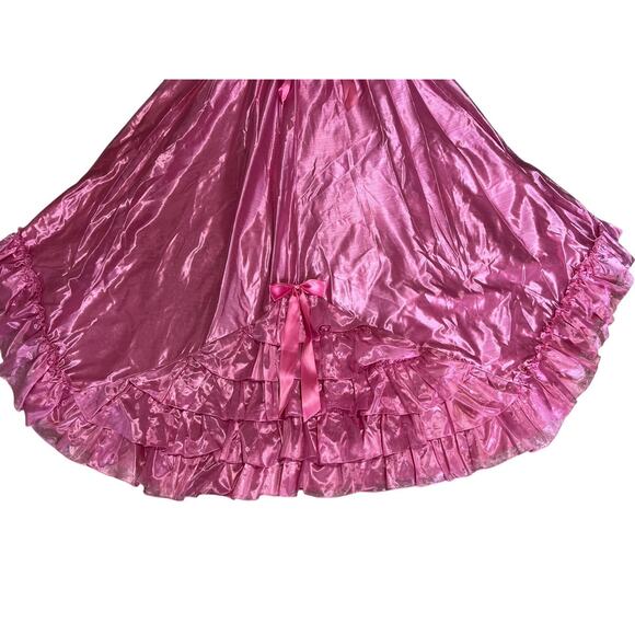 Union Made 70s 80s Southern Belle Dress w/Matching Hat Pink Ruffles & Lace - Picture 6 of 13